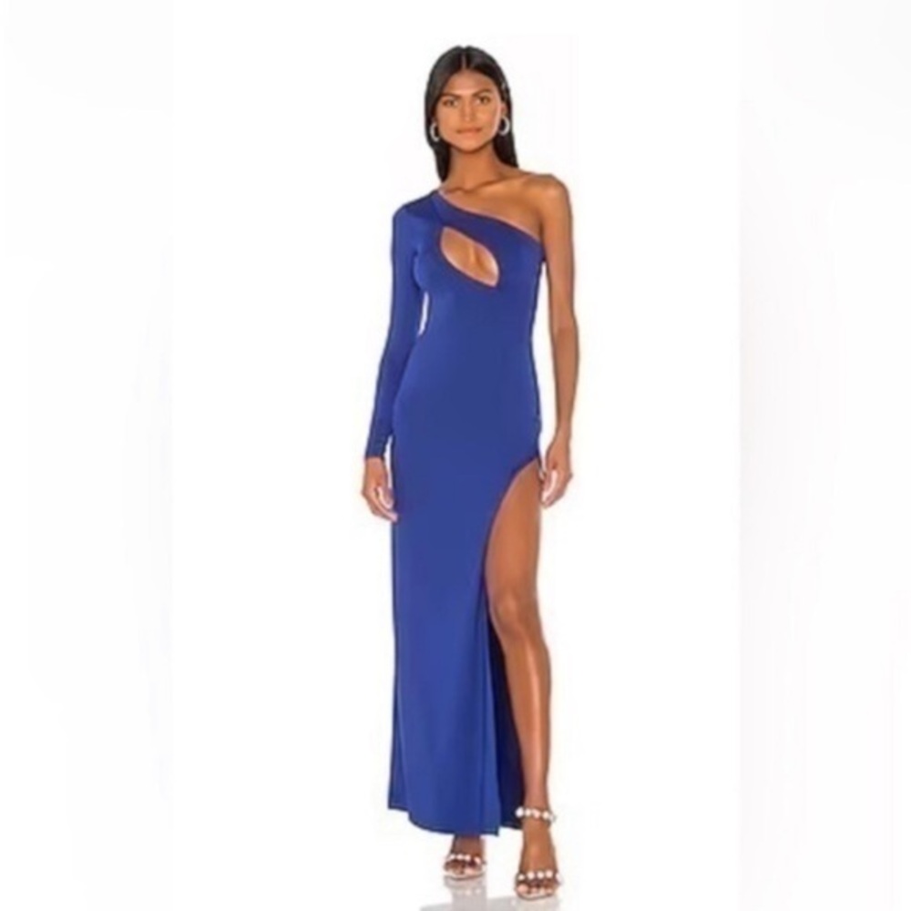 Revolve Superdown Dress Tillie Maxi One Sleeve in Royal Blue
